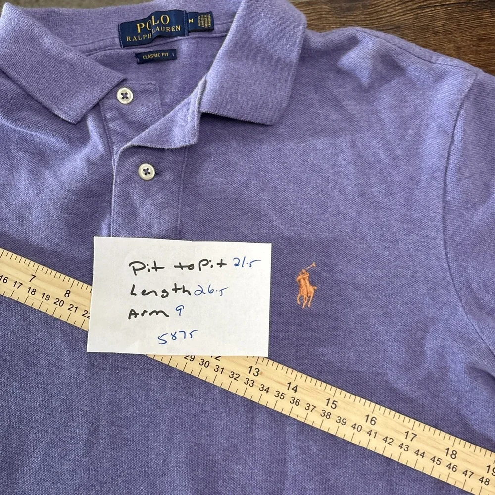 Polo Ralph Lauren Mens Purple Short Sleeve Cotton Pique Polo Shirt Size M Pony